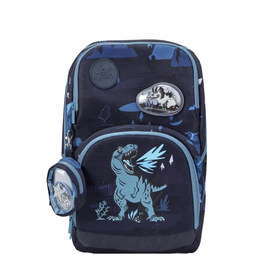 Frii of Norway Školní batoh Dinosaur Dark Blue 22l Lehoučká školní taška Dinosaur Dark Blue skvěle sedí na zádech malého studenta.