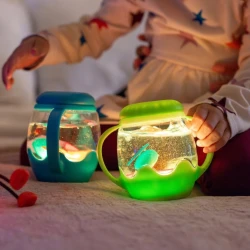 Senzorická lahvička mini se silikonovými doplňky Glo Pals, Blue, dárkový set
