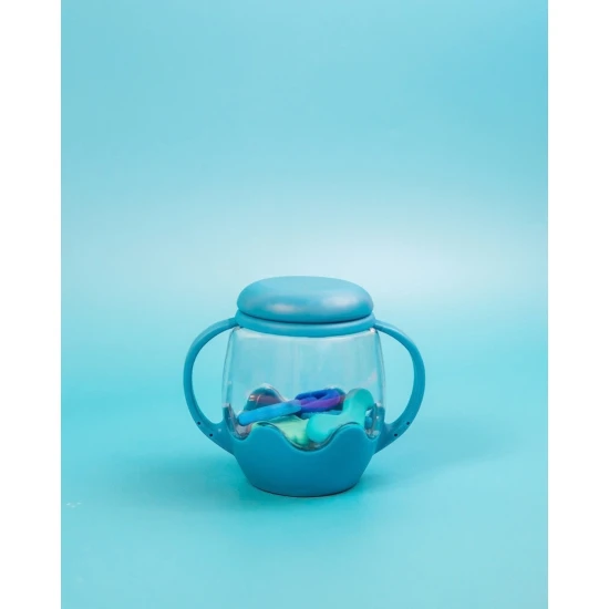 Senzorická lahvička mini se silikonovými doplňky Glo Pals, Blue, dárkový set