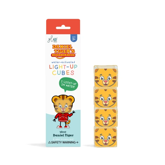 Glo Pals Senzorické svítící kostky Daniel Tiger svítící kostky do vany pro děti, rozzářené ve vodě.
