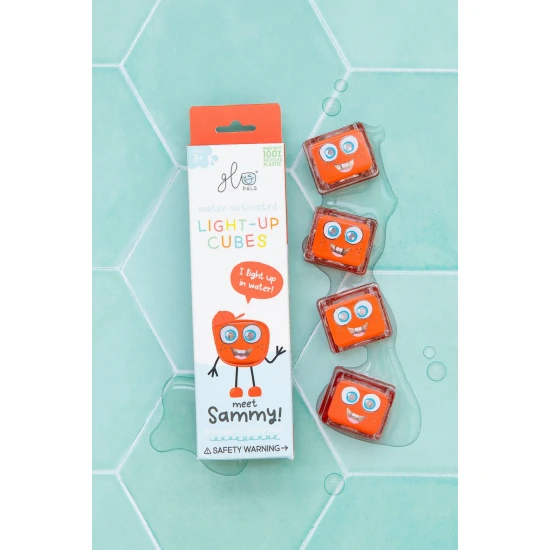 Glo Pals Senzorické svítící kostky Sammy svítící kostky do vany pro děti, rozzářené ve vodě.