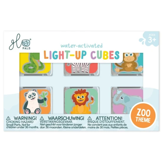 Senzorické svítící kostky Glo Pals ZOO svítící kostky do koupele pro děti, svítí ve vodě.