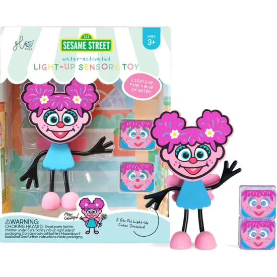 Glo Pals Sada Figurka Abby a 2 senzorické kostky do vody – svítící hračka do vany pro děti.