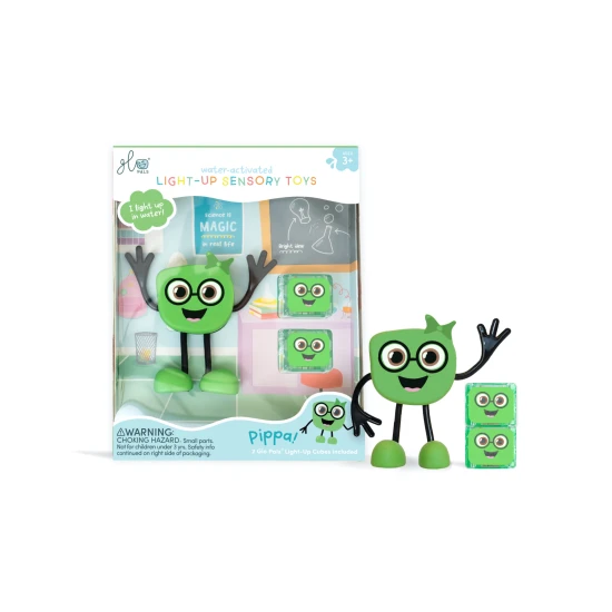 Glo Pals Sada Figurka Pippa a 2 senzorické kostky do vody – svítící hračka do vany pro děti.