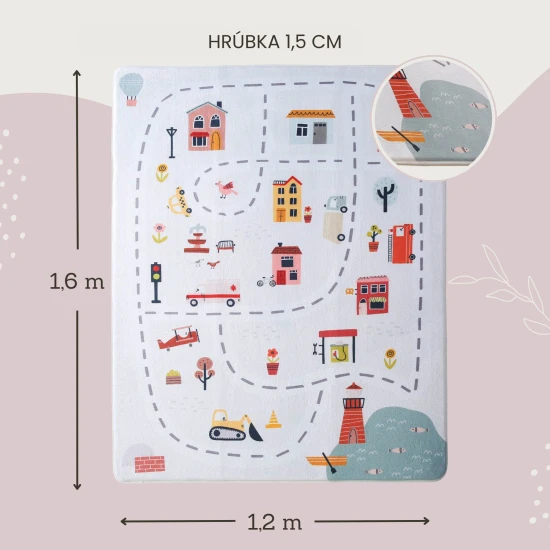 Hakuna Matte Dětský koberec City 1.6 x 1.2 m Dětský koberec City pro bezpečné a pohodlné hraní.