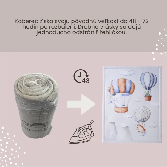 Dětský koberec Dinosaur Balloons pro bezpečné a pohodlné hraní.