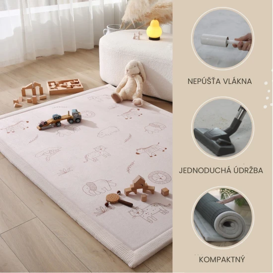 Hakuna Matte Dětský koberec Safari Animals 1.7 x 1.2 m Dětský koberec Safari Animals pro bezpečné a pohodlné hraní.