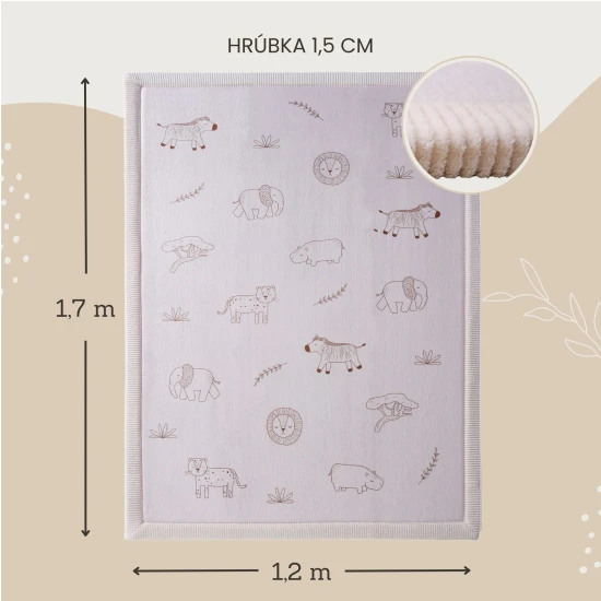 Hakuna Matte Dětský koberec Safari Animals 1.7 x 1.2 m Dětský koberec Safari Animals pro bezpečné a pohodlné hraní.