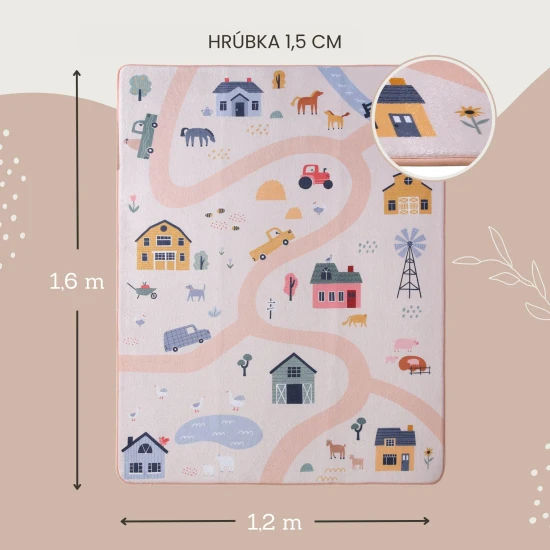 Hakuna Matte Dětský koberec Farm 1.6 x 1.2 m Dětský koberec Farm pro bezpečné a pohodlné hraní.