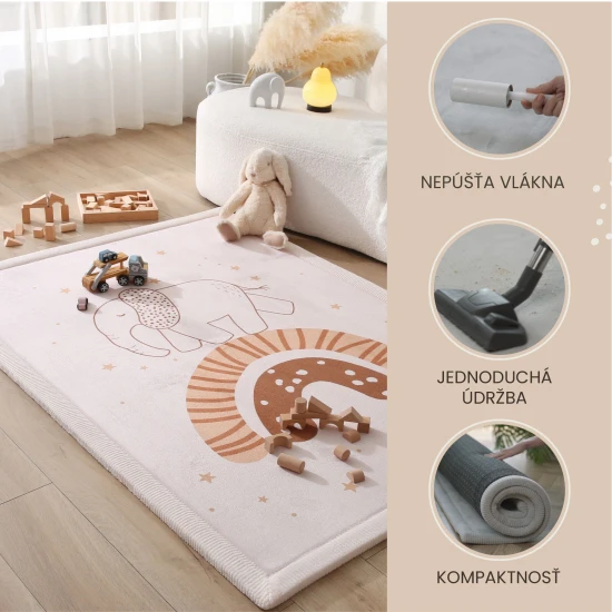 Hakuna Matte Dětský koberec Rainbow Elephant 1.7 x 1.2 m Dětský koberec Rainbow Elephant pro bezpečné a pohodlné hraní.