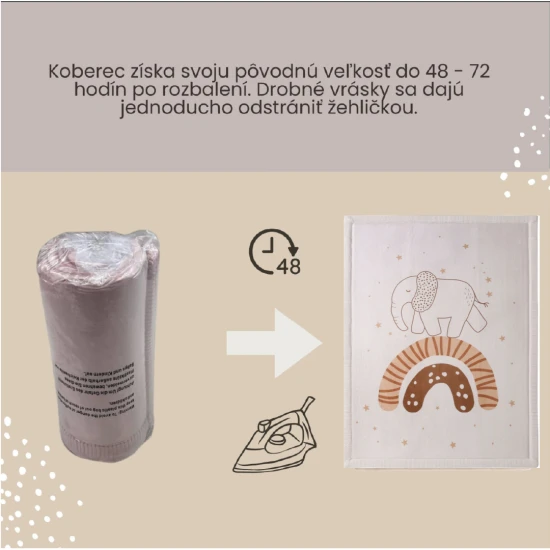 Hakuna Matte Dětský koberec Rainbow Elephant 1.7 x 1.2 m Dětský koberec Rainbow Elephant pro bezpečné a pohodlné hraní.