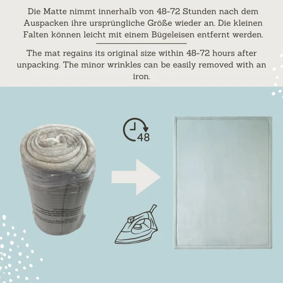 Dětský koberec v mentolové barvě pro bezpečné a pohodlné hraní.