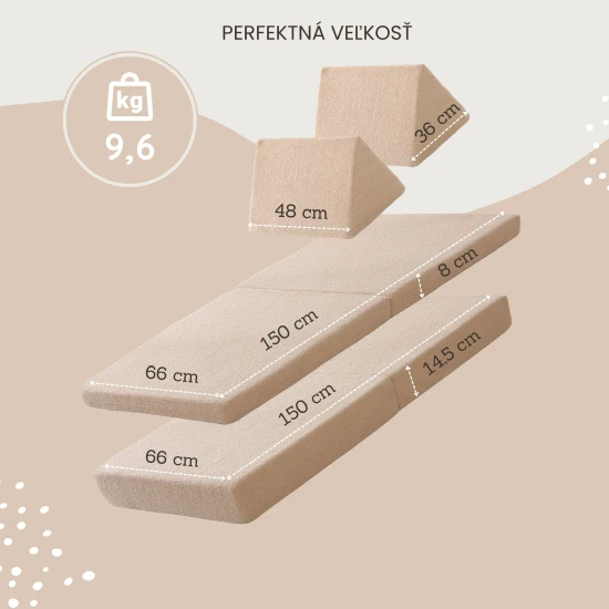 Modulární dětská pohovka Hakuna Matte Teddy v béžové barvě – měkký, bezpečný a všestranný herní nábytek pro děti.