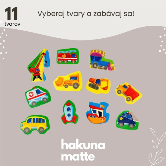 Hakuna Matte Hrací podložka Puzzle Město 1,2 x 1,2 m Vytvořte si fantastické puzzle město s odnímatelnými vozidly.