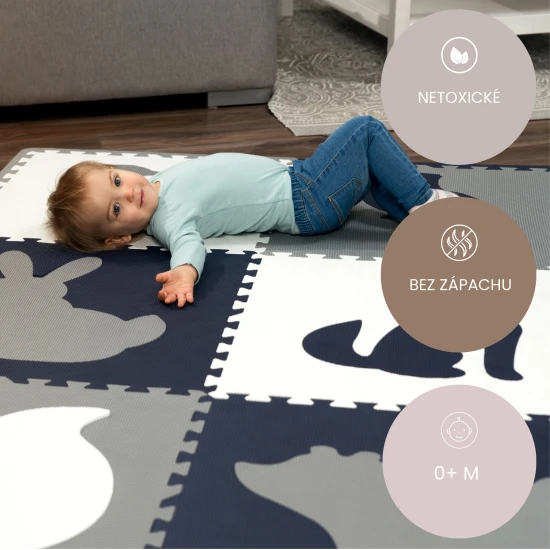 Hravá a pohodlná puzzle podložka pro hraní a lezení.