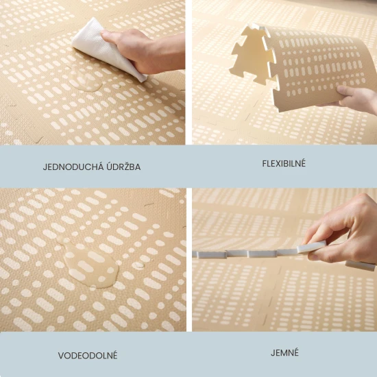 Hravá a pohodlná puzzle podložka pro hraní a lezení.