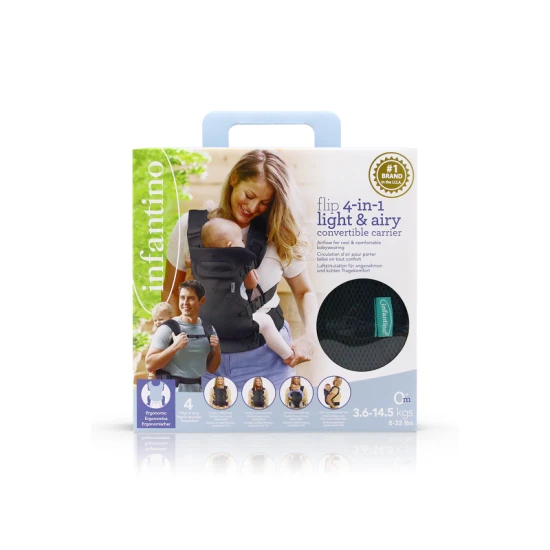 Infantino Nosítko Flip 4v1 Light & Airy Convertible Dark Grey