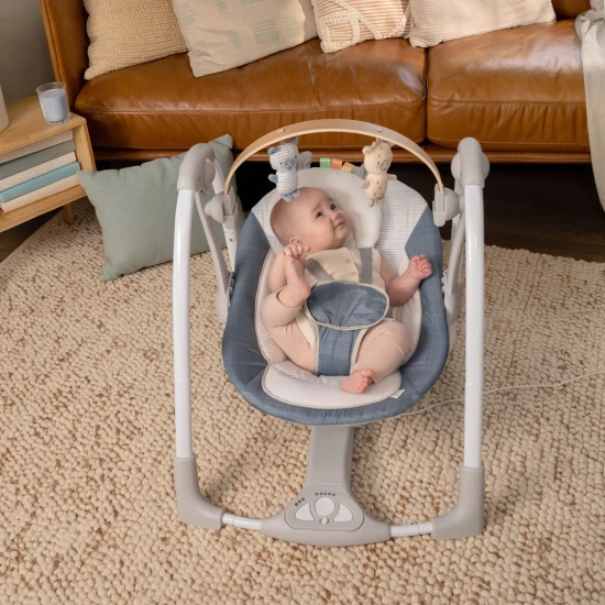 Konvertibilní houpačka s melodií Swing 'n Go Chambray 0m+ do 9kg Ingenuity 16925-1
