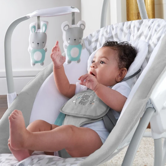 Velká houpačka s vibrujícím lehátkem a melodií USB 2v1 Raylan 0m+ do 9 kg Ingenuity 11791-1