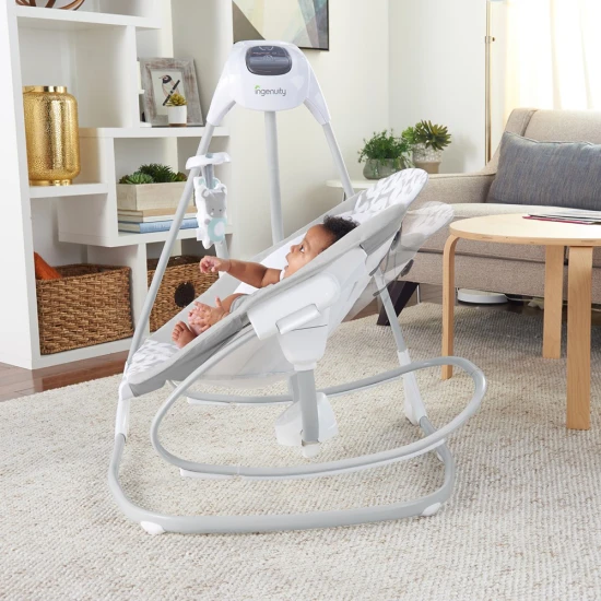Velká houpačka s vibrujícím lehátkem a melodií USB 2v1 Raylan 0m+ do 9 kg Ingenuity 11791-1