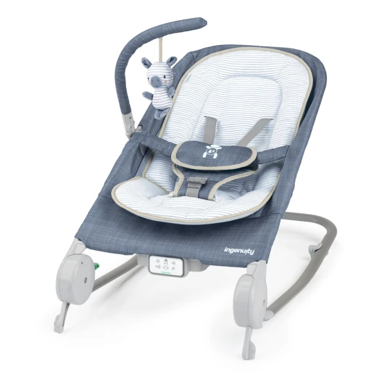 Masážní lehátko vibrující s melodií Happy Belly™ Rock-to-Bounce Chambray 0m+ do 9 kg Ingenuity 16854-2