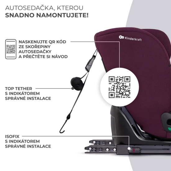 Autosedačka Oneto3 i-Size 76-150cm + Isofix Cherry pearl Autosedačka Oneto3 i-Size 76-150cm + Isofix Cherry pearl Kinderkraft KCONE300RED0000