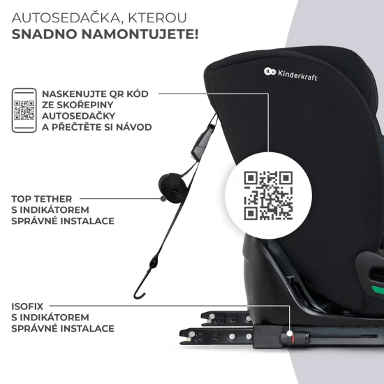 Autosedačka Oneto3 i-Size 76-150cm + Isofix Graphite black Autosedačka Oneto3 i-Size 76-150cm + Isofix Graphite black Kinderkraft KCONE300BLK0000