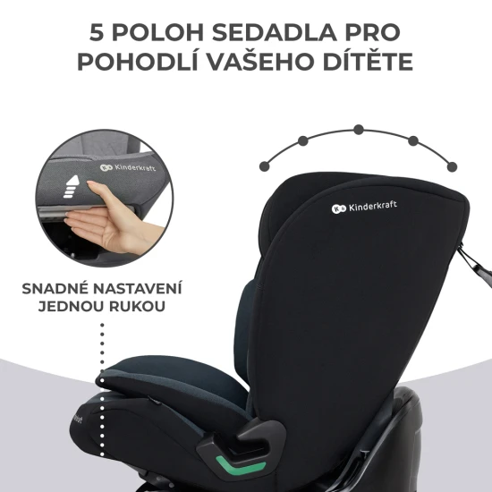 Autosedačka Oneto3 i-Size 76-150cm + Isofix Graphite black Autosedačka Oneto3 i-Size 76-150cm + Isofix Graphite black Kinderkraft KCONE300BLK0000