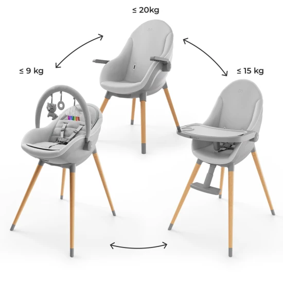Jídelní židlička a lehátko Fini Up 2v1 Grey Kinderkraft KHFINIUPGRY0000
