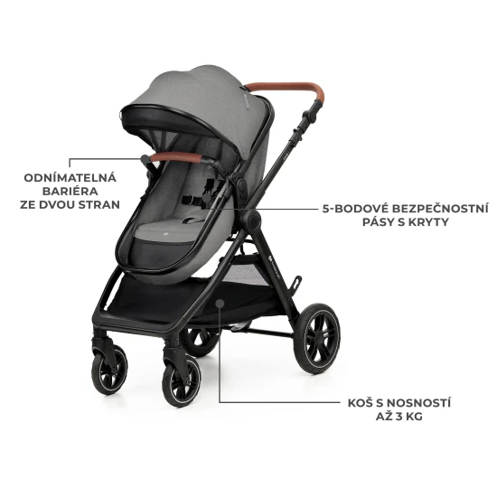 Kombinovaný kočárek 3v1 Esme Pro Moonlight Grey Kinderkraft KSESME00GRY300N
