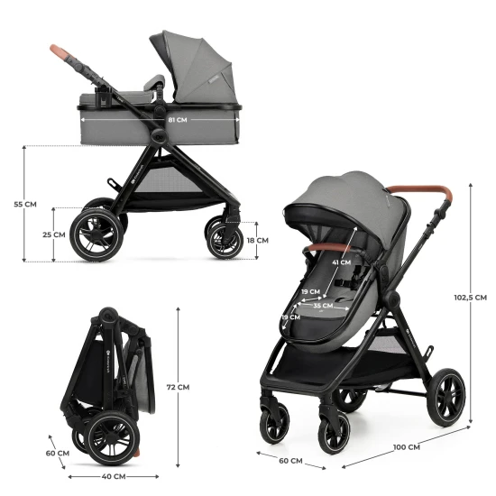 Kombinovaný kočárek 3v1 Esme Pro Moonlight Grey Kinderkraft KSESME00GRY300N