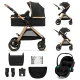 Kombinovaný kočárek 3v1 Esme Pro Pure Black Kinderkraft KSESME00BLK300N