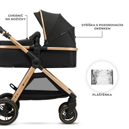 Kombinovaný kočárek 3v1 Esme Pro Pure Black Kinderkraft KSESME00BLK300N