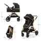 Kombinovaný kočárek 3v1 Esme Pro Pure Black Kinderkraft KSESME00BLK300N