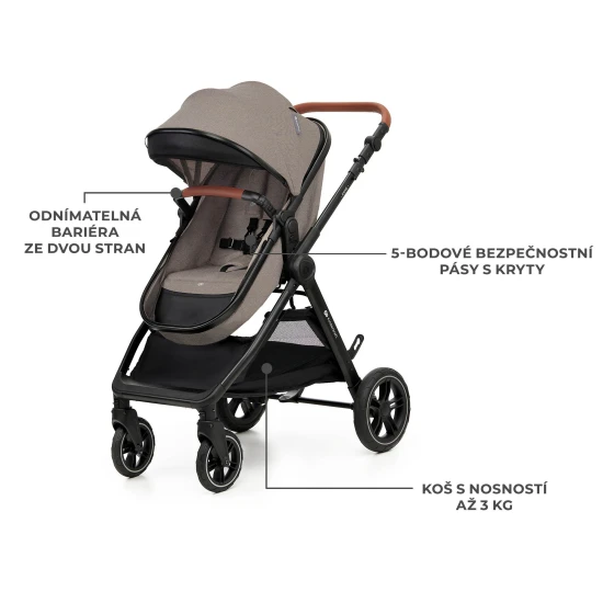 Kombinovaný kočárek 3v1 Esme Pro Sand Beige Kinderkraft KSESME00BEG300N