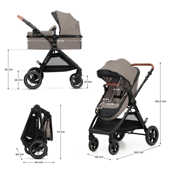 Kombinovaný kočárek 3v1 Esme Pro Sand Beige Kinderkraft KSESME00BEG300N