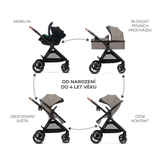 Kombinovaný kočárek 3v1 Esme Pro Sand Beige Kinderkraft KSESME00BEG300N