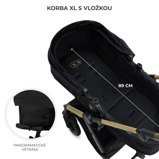 Kombinovaný kočárek 3v1 Moov 2 XL Air Black Kinderkraft KSMOOVXLBLK0000