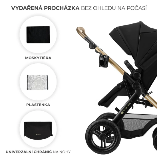 Kombinovaný kočárek 3v1 Moov 2 XL Air Black Kinderkraft KSMOOVXLBLK0000