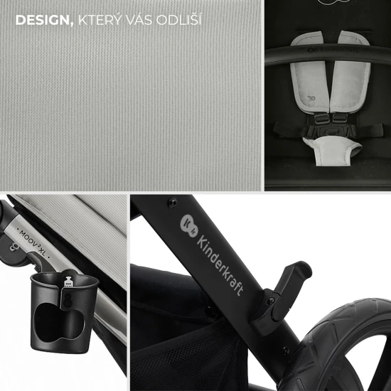 Kombinovaný kočárek 3v1 Moov 2 XL Air Grey Kinderkraft KSMOOVXLGRY0000