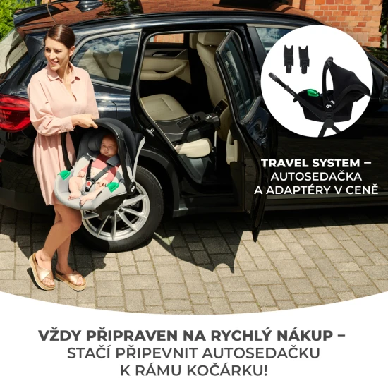 Kombinovaný kočárek 3v1 Newly Classic black + Mink PRO Kinderkraft KSNEWL00BLK300I