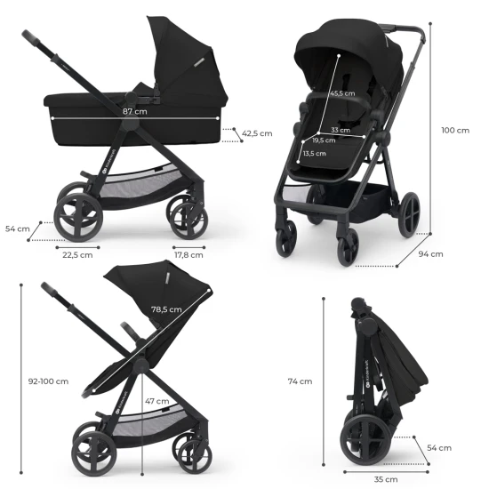 Kombinovaný kočárek 3v1 Newly Classic black + Mink PRO Kinderkraft KSNEWL00BLK300I