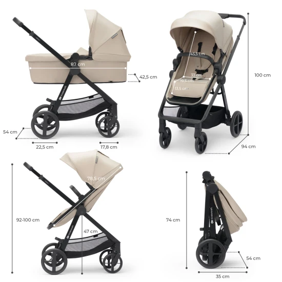 Kombinovaný kočárek 3v1 Newly Sand beige + Mink PRO Kinderkraft KSNEWL00BEG300I