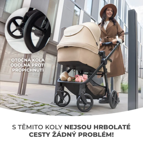 Kombinovaný kočárek 4v1 Newly Classic Black + Mink PRO Kinderkraft KSNEWL00BLK400I