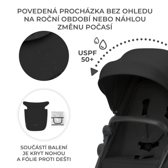 Kombinovaný kočárek 4v1 Newly Classic Black + Mink PRO Kinderkraft KSNEWL00BLK400I