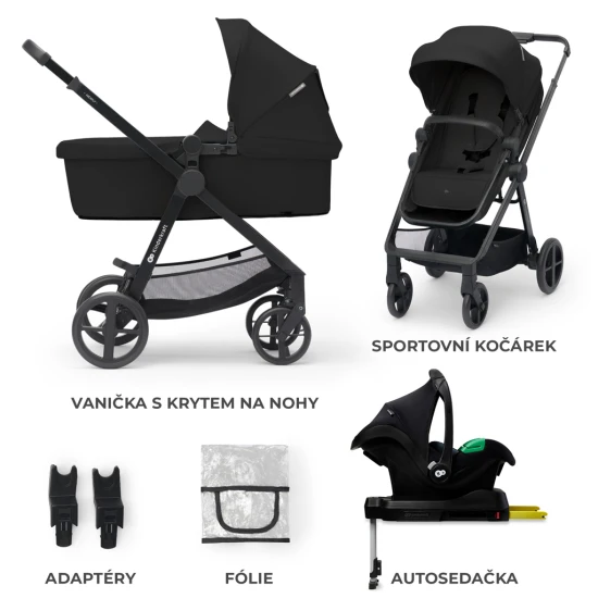 Kombinovaný kočárek 4v1 Newly Classic Black + Mink PRO Kinderkraft KSNEWL00BLK400I