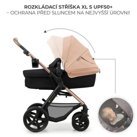 Kombinovaný kočárek Moov 2 3v1 Sand Beige penové kolesá Kinderkraft KSMOOV02BEGEV00