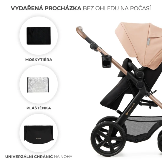 Kombinovaný kočárek Moov 2 3v1 Sand Beige penové kolesá Kinderkraft KSMOOV02BEGEV00