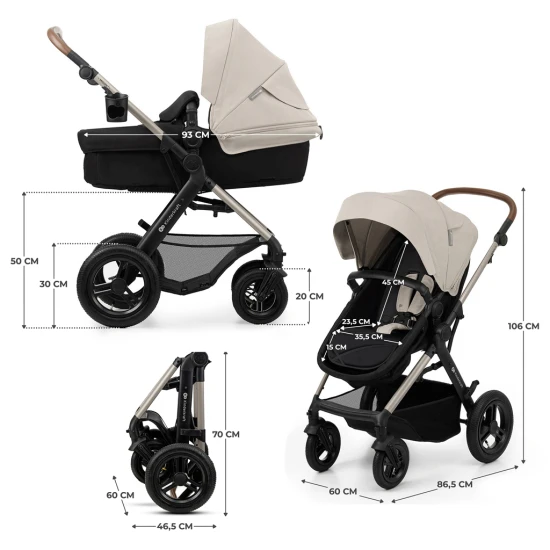 Kombinovaný kočárek Moov 2 Air 3v1 Moonlight Grey Kinderkraft KSMOOV02GRY0000