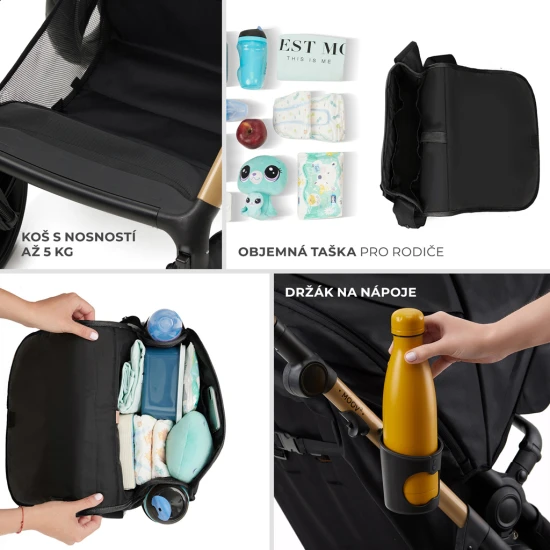 Kombinovaný kočárek Moov 2 Air 3v1 Pure Black Kinderkraft KSMOOV02BLK0000
